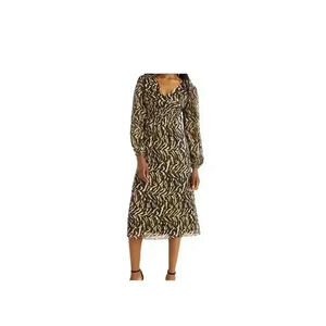 Sofia Vergara Women’s Empire Dress Long Sleeve Animal Print Midi Dress Size: S